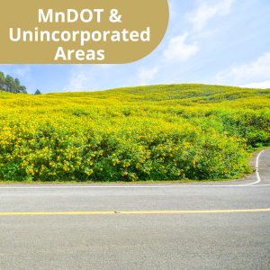 Permits-MnDOT-Unincorporated Areas Photo showing a road and unincorporated area with link to MnDOT and Unincorporated Areas page
