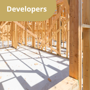 Permits-Developers Photo of a construction site and link to Developers page